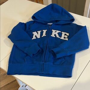 Nike Youth Royal Blue Zip-Up Hoodie with Contrast Lettering